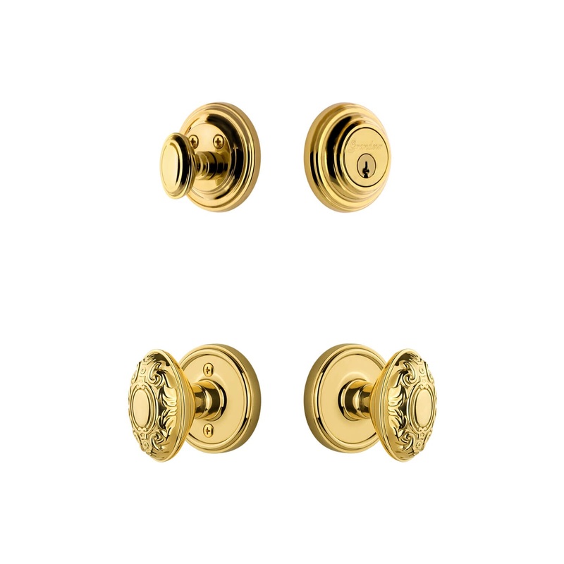 Georgetown Rosette Entry Set with Grande Victorian Knob in Lifetime Brass