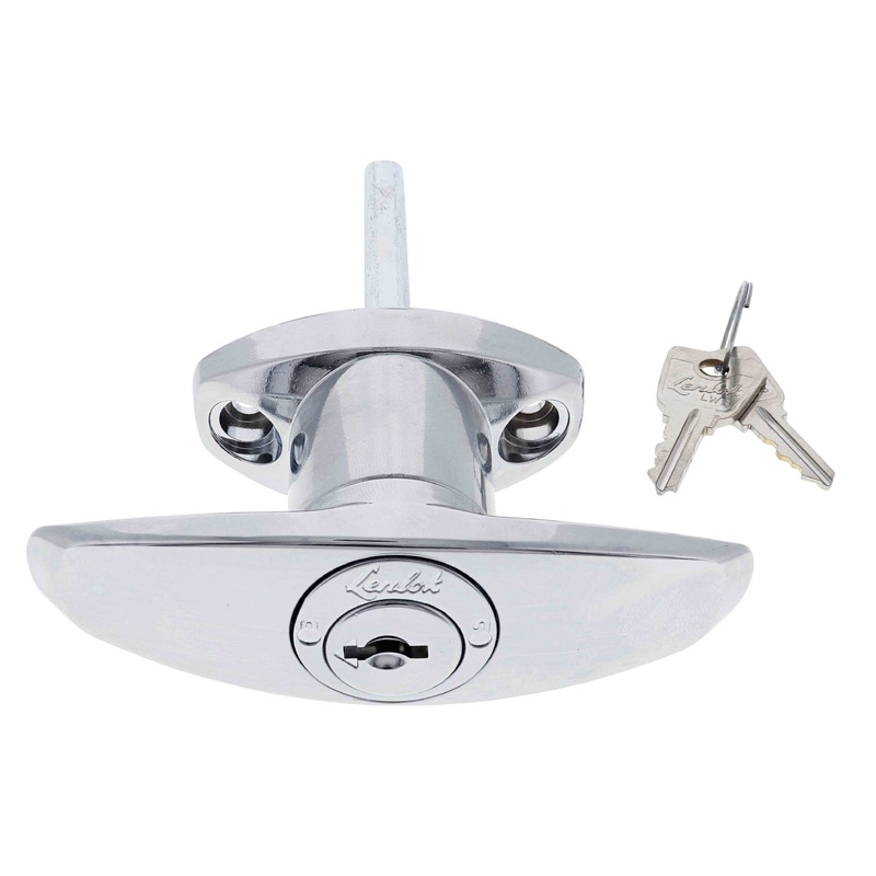 Lenlok T Handle, Front Fixing,  75MM Shaft, LN Keyed to Differ , , Chrome Plate