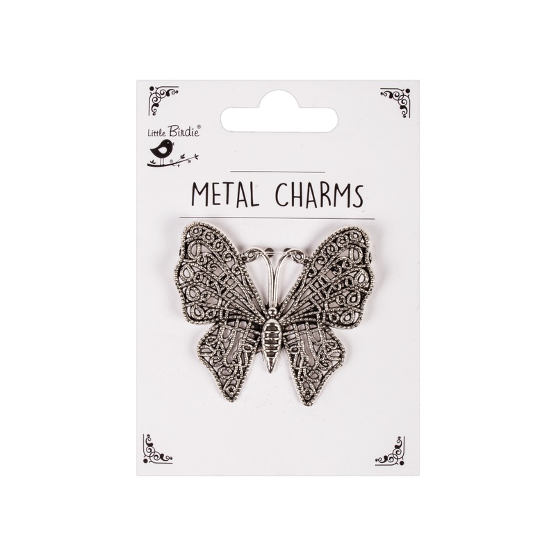 Metal Charms Ornate Butterfly 1Pc