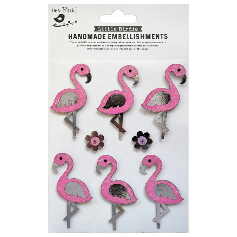 Self Adhesive Stickers Fancy Flamingo 8Pc