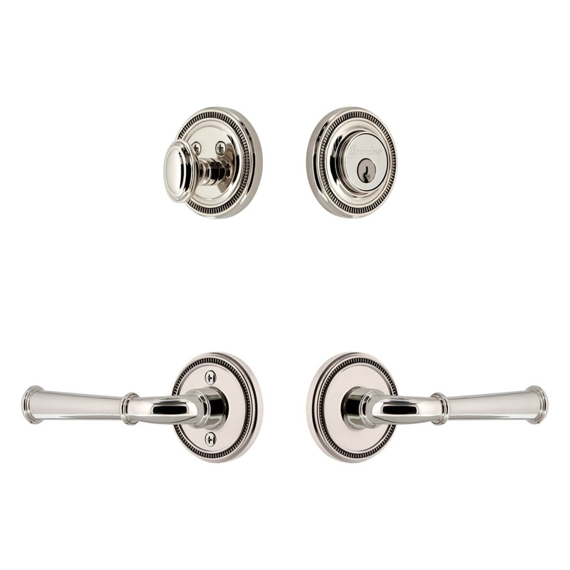 Soleil Rosette Entry Set with Georgetown Lever in Polished Nickel