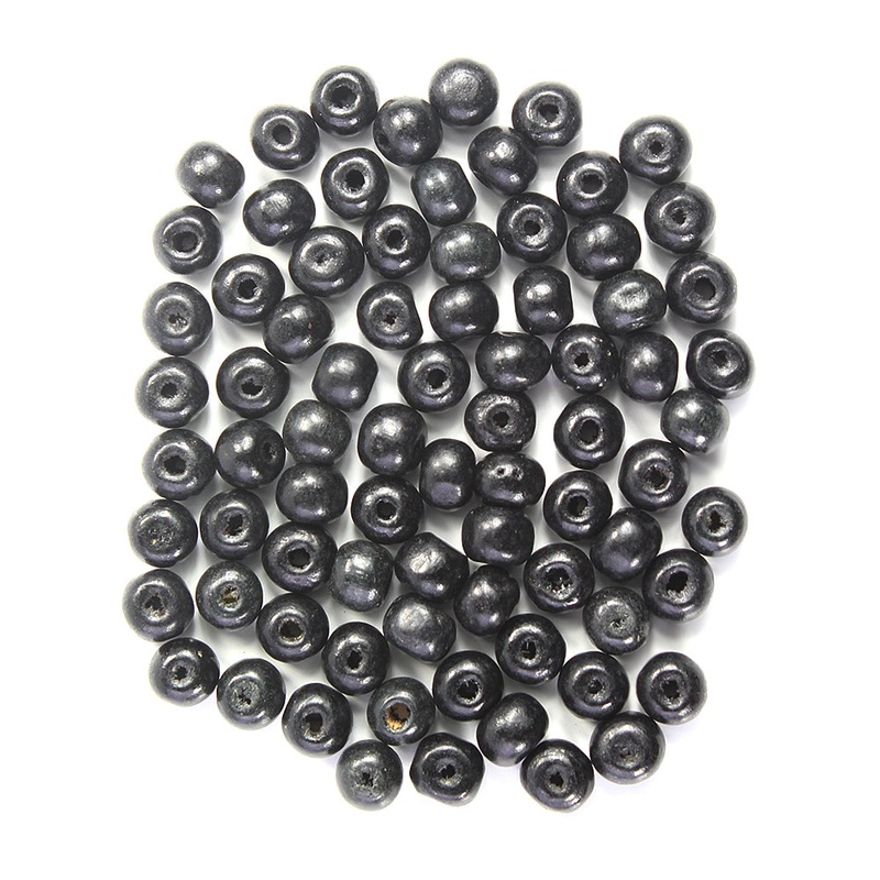 Wooden Beads 8Mm Black 12G Ib