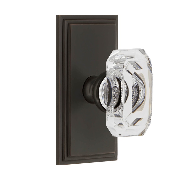 Carr Short Plate with Baguette Clear Crystal Knob in Timeless Bronze