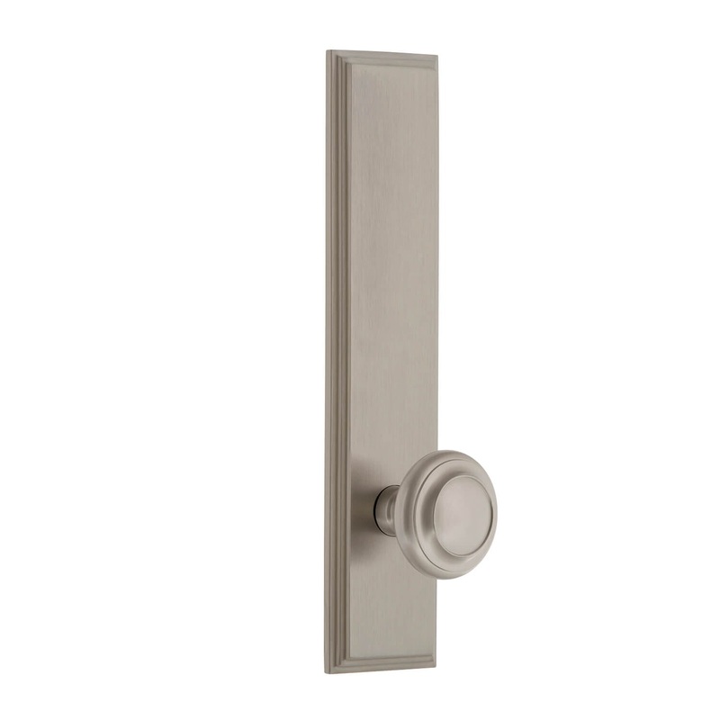 Carr Tall Plate with Circulaire Knob in Satin Nickel