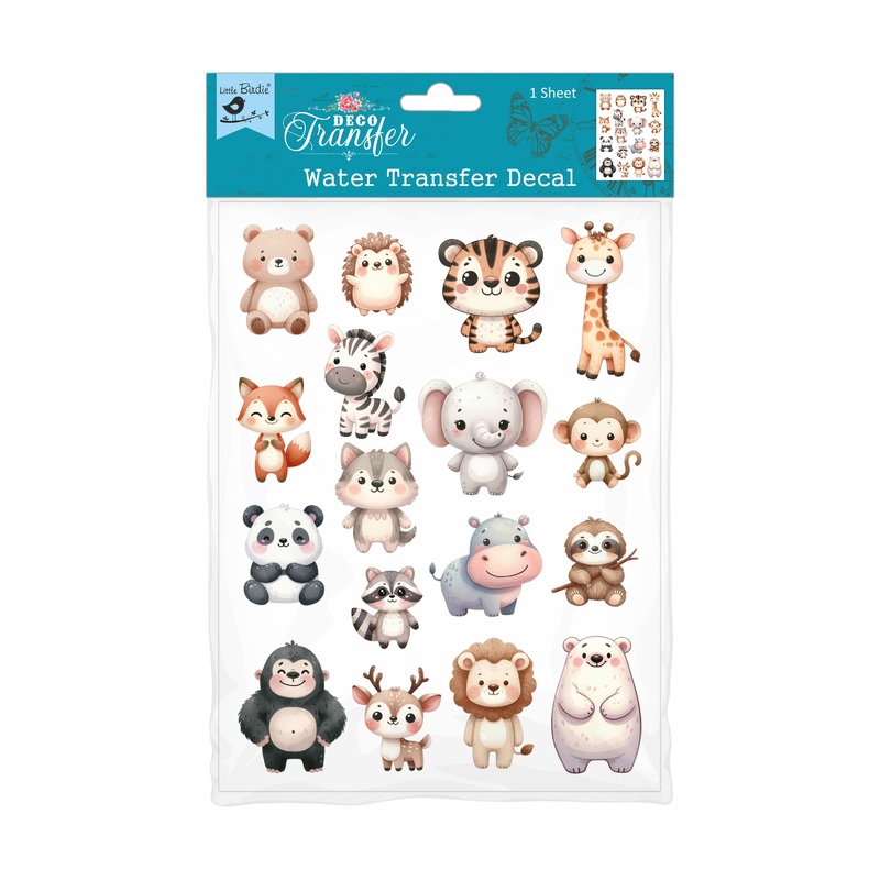 Deco Transfer Sheet Jungle Friends 7.5 X 9.5inch 1pc