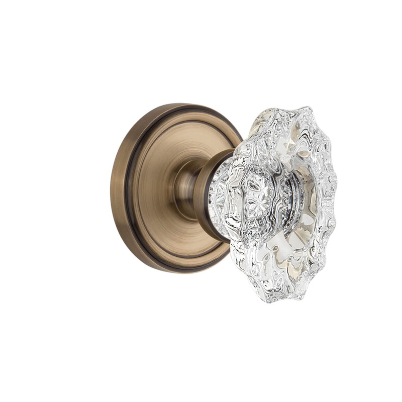 Georgetown Rosette with Biarritz Crystal Knob in Vintage Brass