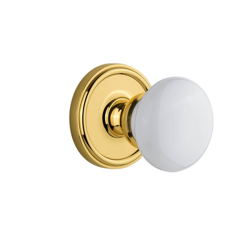 Georgetown Rosette with Hyde Park Knob in Polished Brass