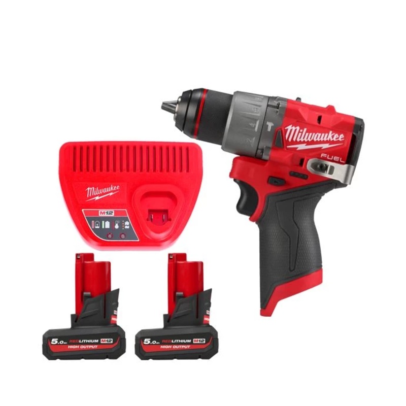 Milwaukee M12FPD2 12V Cordless FUEL New GEN Combi Drill With 2 x 5.0Ah Batteries & Charger