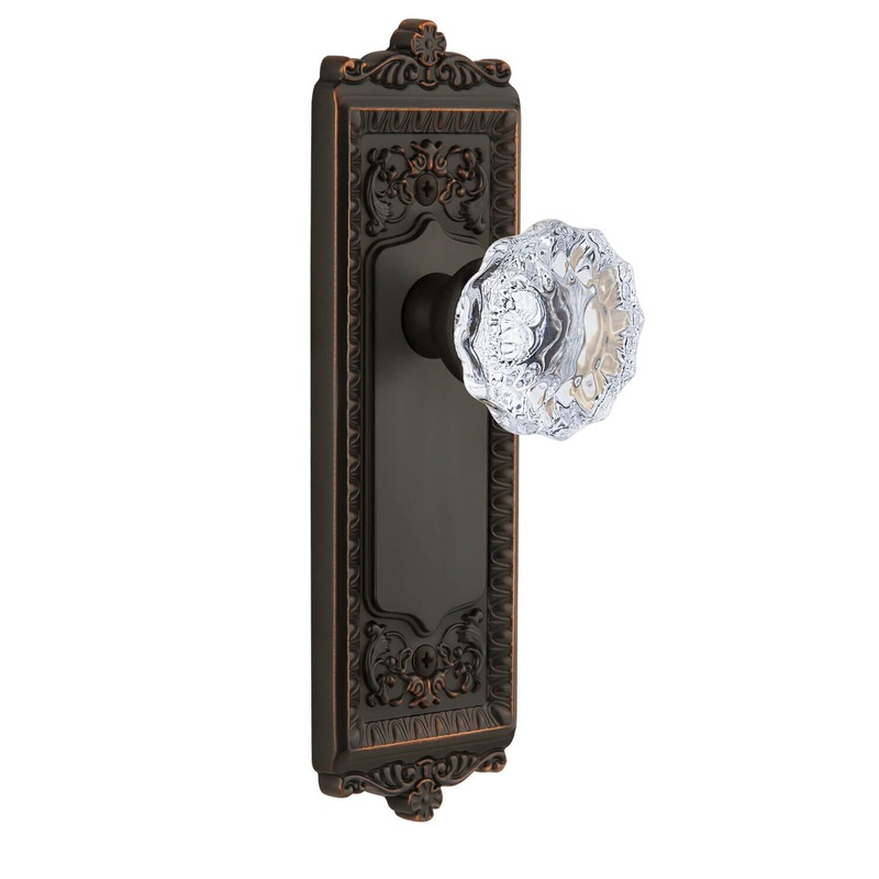 Windsor Long Plate with Fontainebleau Crystal Knob in Timeless Bronze