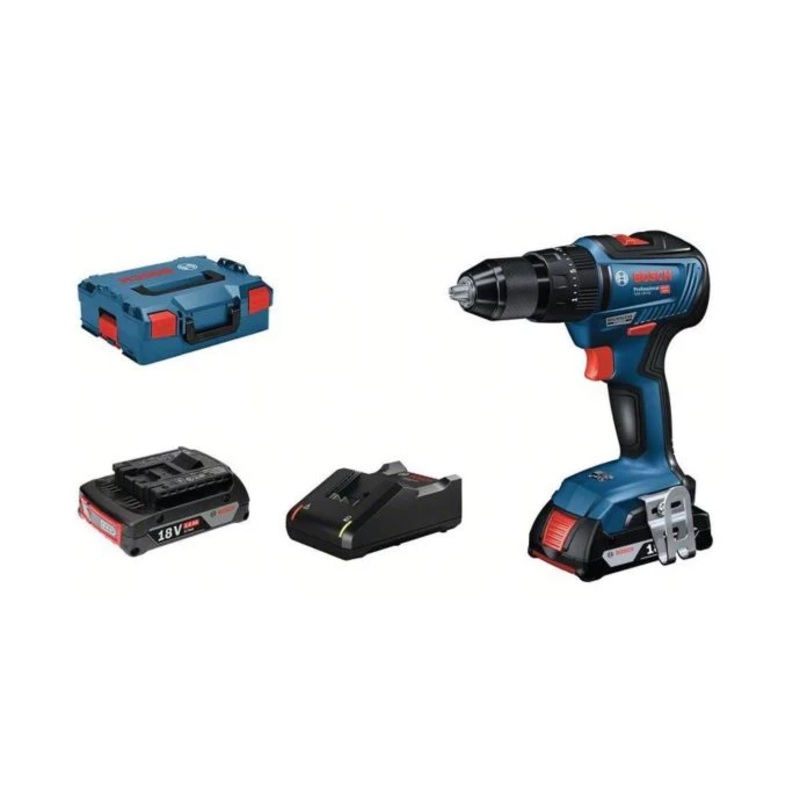 Bosch GSB 18 V-55 Brushless Combi Drill With 2 x 2.0Ah Batteries, Charger & L-Boxx