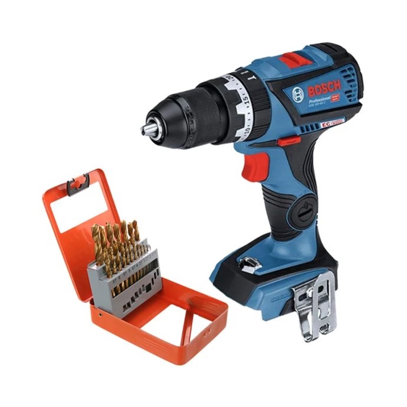 Bosch GSB18V-60 Combi Drill + 19 Piece HSS Twist Drill Bit