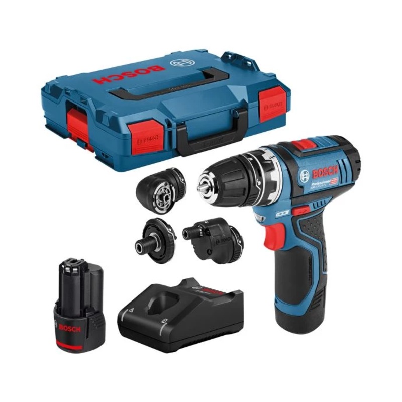 Bosch GSR 12V-15 FC (2x GBA 2.0Ah, GAL 12V-40, GFA 12-B/E/W/X attachments, L-BOXX) 12V Drill Driver – 06019F6070