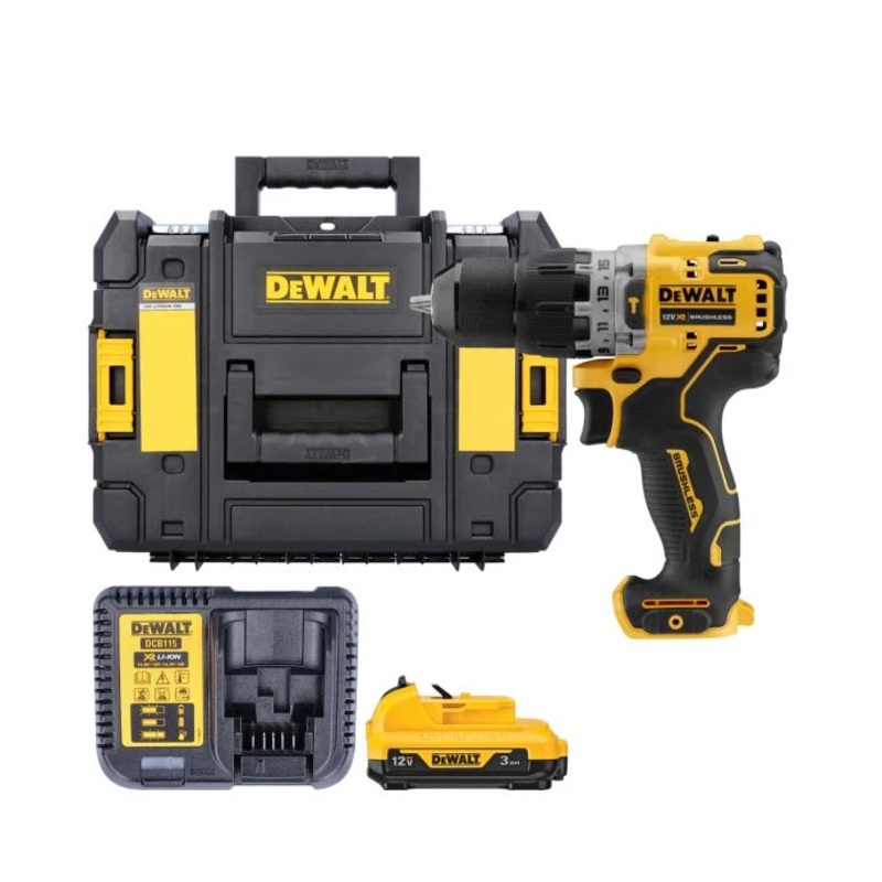 Dewalt DCD706 12V XR Cordless Brushless Sub Compact Combi Drill With 1 x 3.0Ah Battery, Charger & TSTAK II Case