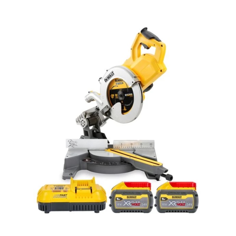 DeWalt DCS778 54V XR 250mm Flexvolt Mitre Saw With 2 x 9.0Ah Batteries & Charger