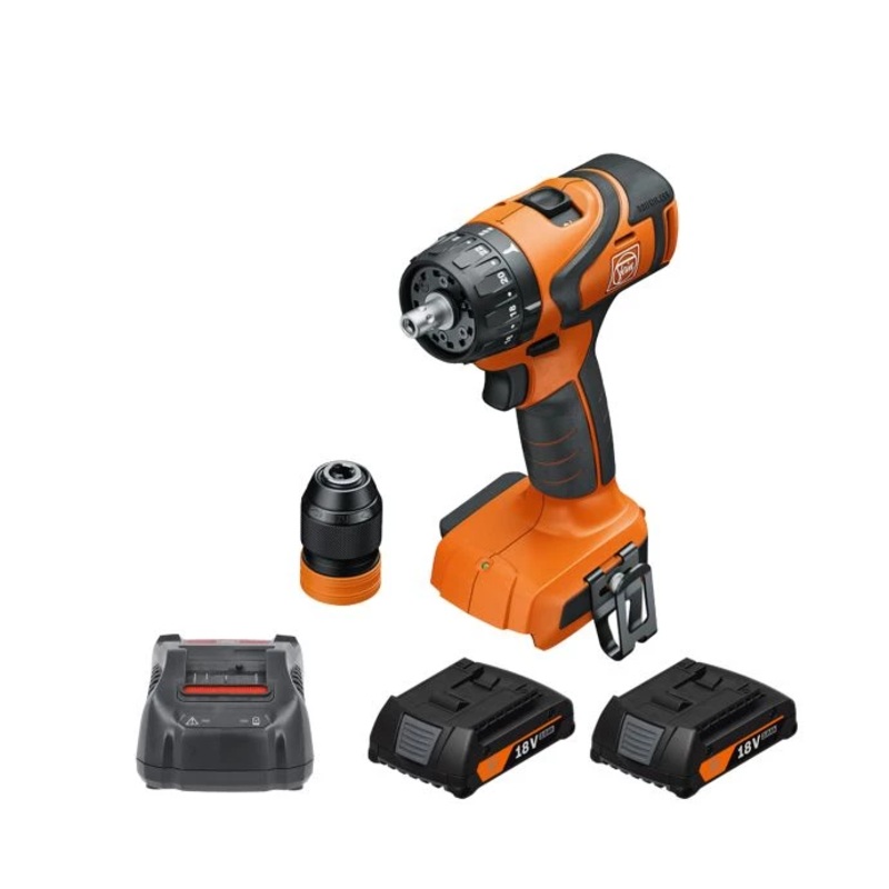 Fein ABS 18 Q AS 18V Cordless Brushless 2 Speed Drill/Driver With 2 x 2Ah Batteries & Charger