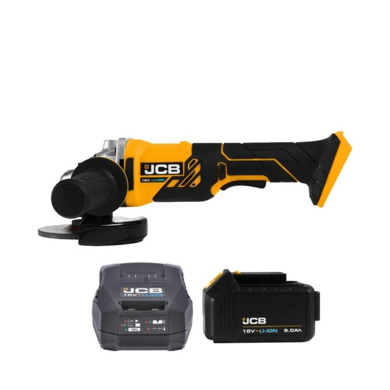 JCB 21-18AG-B 18V Li-ion 4.5″ Cordless Angle Grinder 115mm With 1 x 5.0Ah Battery & Charger