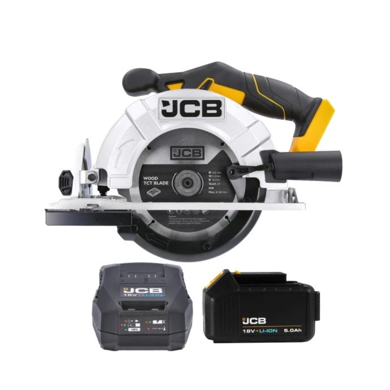 JCB 21-18CS-B 18V Cordless 165mm Circular Saw With 1 x 5.0Ah Battery & Charger