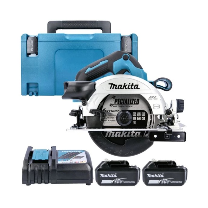 Makita Circular Saw DHS660Z 18V LXT 165mm Cordless Brushless Wood Cutting Saw With 2 x 5.0Ah Batteries, Charger & Case