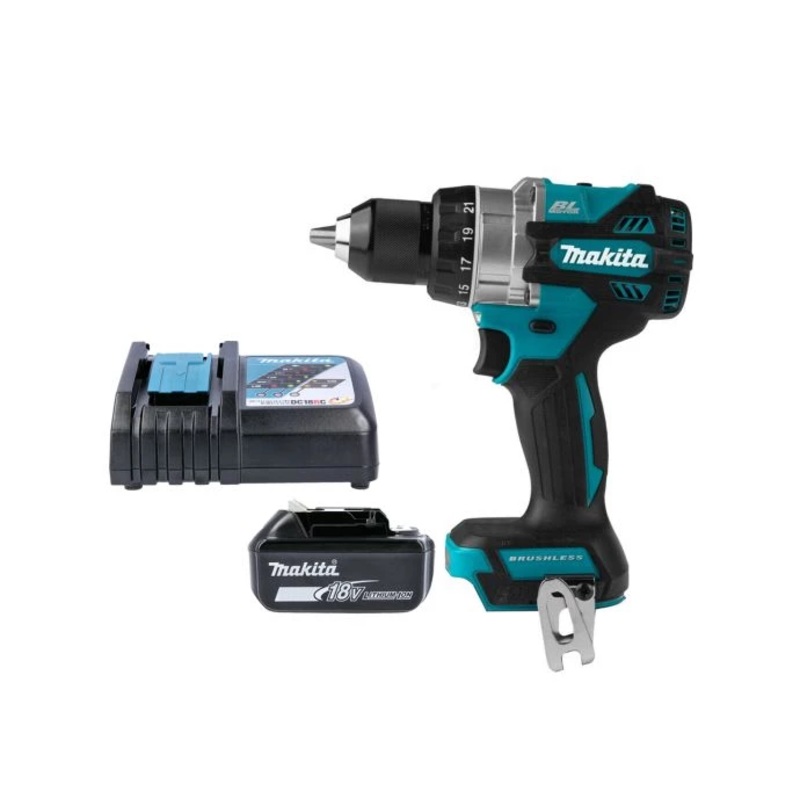 Makita Combi Drill DHP486Z 18V LXT Cordless Brushless 1/2″ 2-Speed Keyless Chuck Max 130Nm With 1 x 5.0Ah Battery & Charger