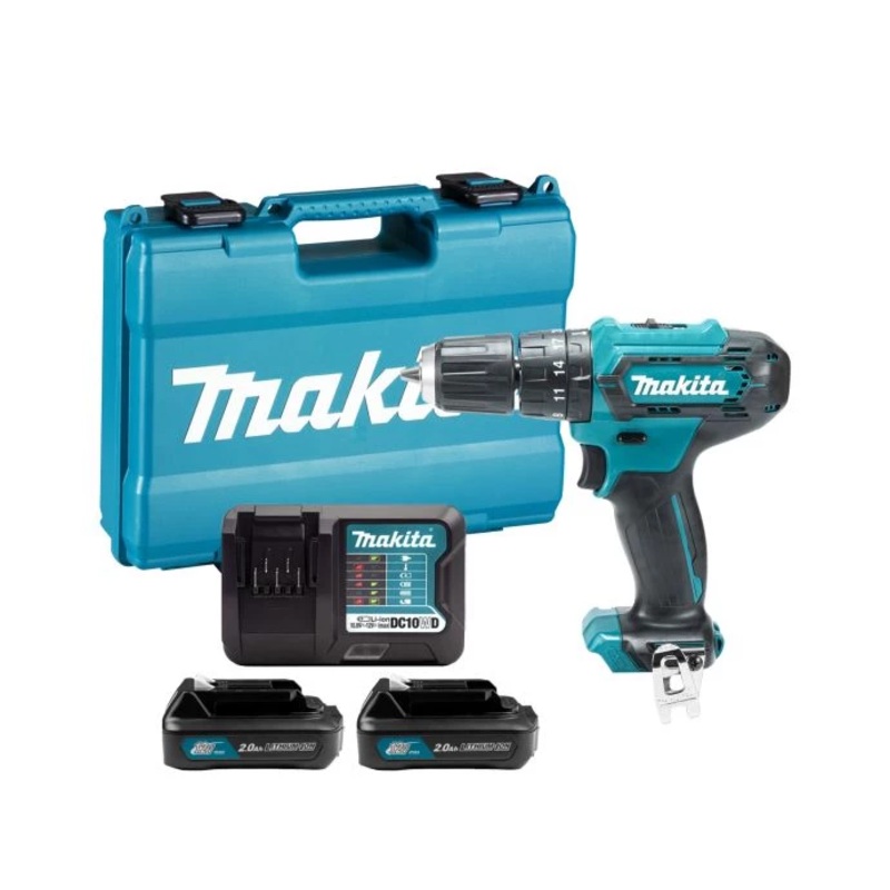 Makita Combi Drill HP333DWAE 12V Max CXT Cordless Keyless Chuck 2-Speed Max 30Nm With 2 x 2.0Ah Batteries, Charger & Case