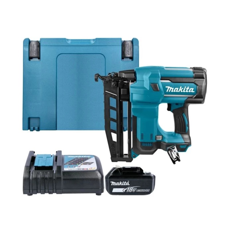 Makita DBN600 18V LXT Cordless 16G Finishing Nailer With 1 x 5.0Ah Battery, Charger & Case