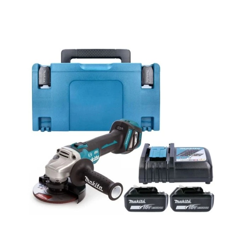 Makita DGA513Z 18V LXT Cordless 125mm Brushless Slide Switch Angle Grinder With 2 x 6Ah, Charger & Case