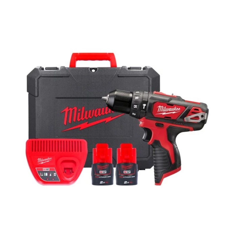 Milwaukee M12BPD-202C 12V Cordless Compact Combi Drill With 2 x 2.0Ah Batteries, Charger & Case
