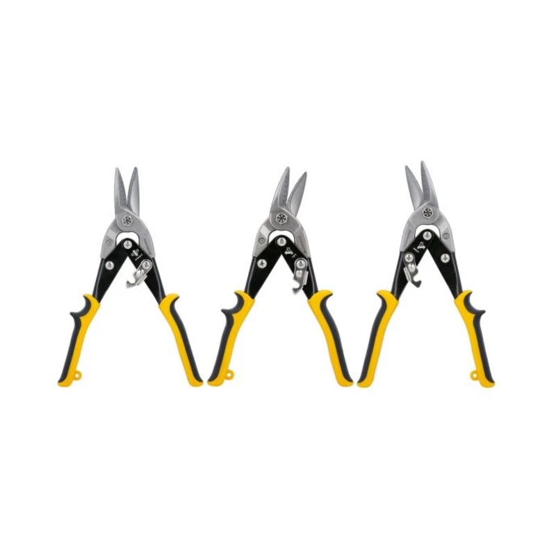 TOUGH MASTER Aviation Snips 3pcs Set Straight Cut Left Cut Right Cut 10″ 250mm Cr-V Steel Cutting Shears Perfect for Cutting Aluminum and Metal Sheets TM-AS10S-KIT-1