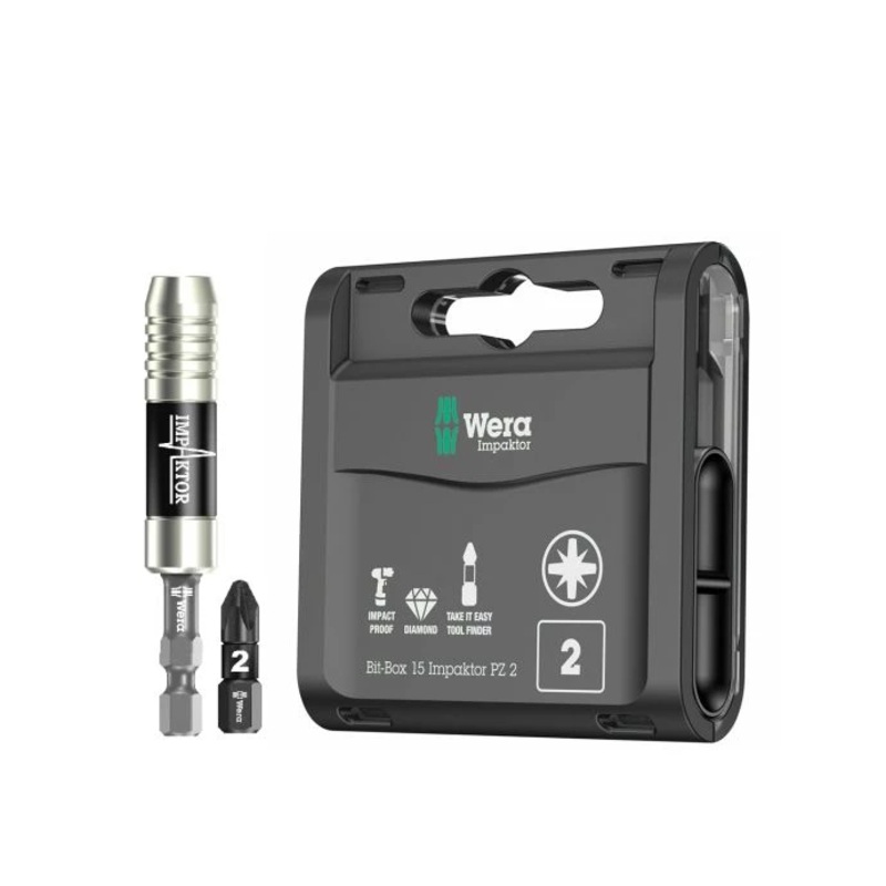 Wera WER345366 Impaktor 15 Piece Impact Driver Bit Set & Bit Holder – 05345366001