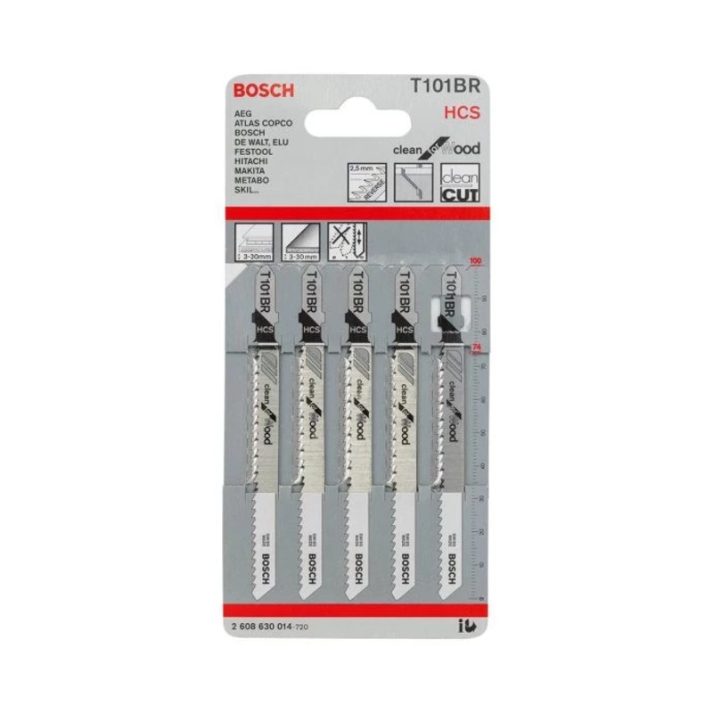 Bosch 2608630014 T101BR 5 Piece Jigsaw Blade Set for Wood