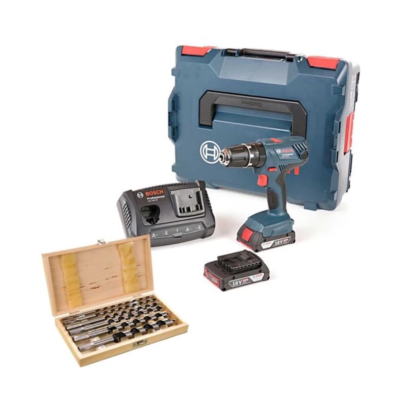 Bosch GSB18V-21 Combi Drill + 6 Piece Auger Drill Bit