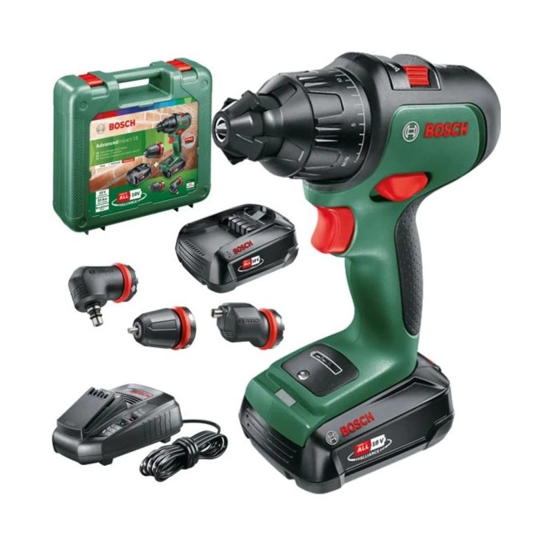 Bosch Home and Garden Cordless Impact Drill 18V with 2 x 2.5Ah batteries, charger and adapters 06039B5177