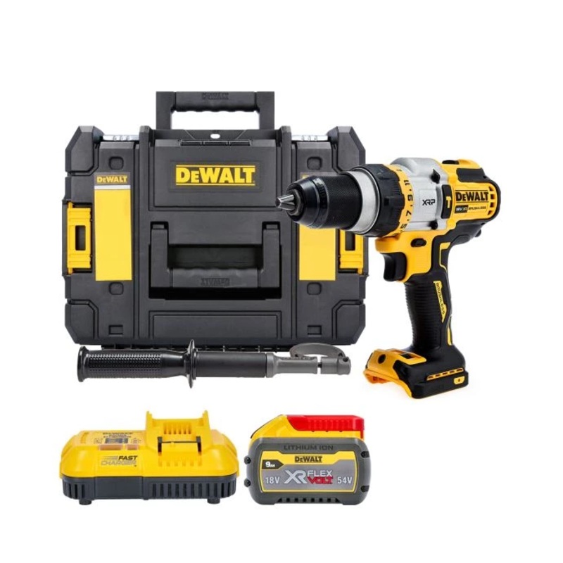DeWalt DCD999NT 18V XR Cordless Brushless FlexVolt Advantage High Power Combi Drill With 1 x 9.0Ah Battery, Charger & TSTAK Case