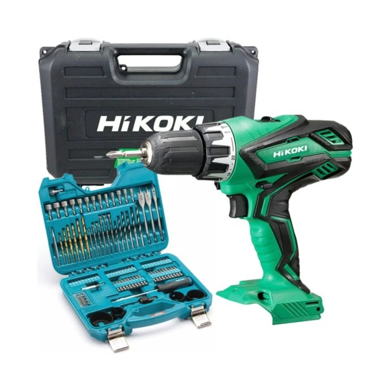 Hikoki DV18DGL 18V Cordless Combi Drill With P-90249 100 Piece Bit Set & Case
