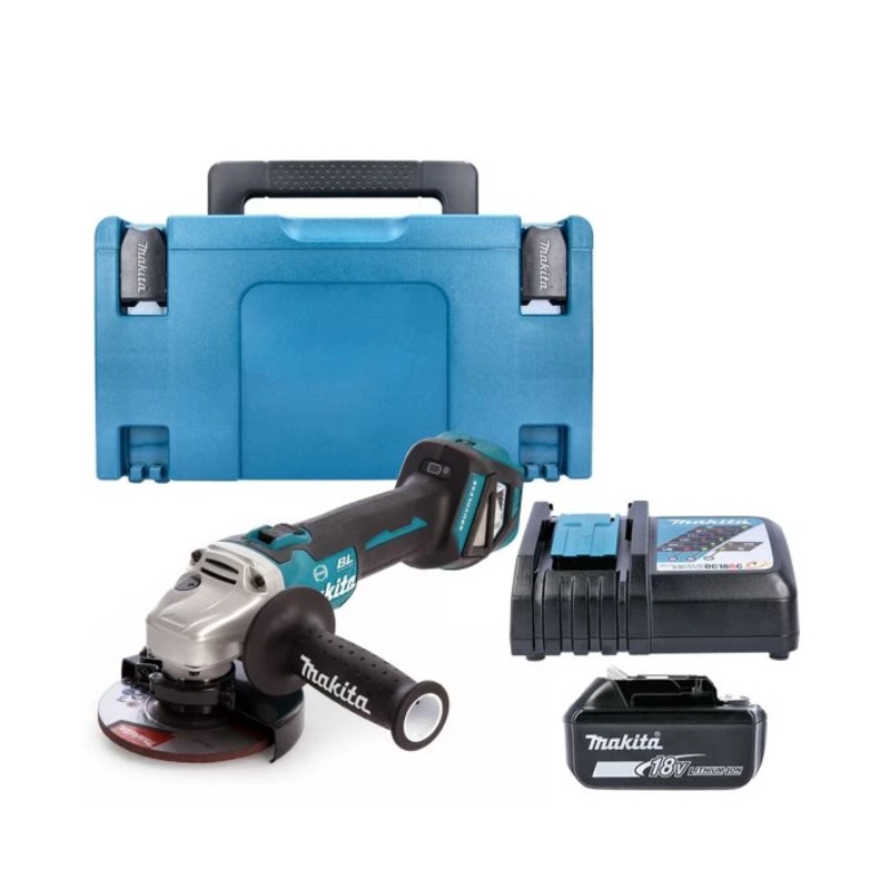 Makita Angle Grinder DGA513Z 18V LXT Cordless 125mm Brushless Slide Switch With 1 x 3.0Ah Battery, Charger & Case