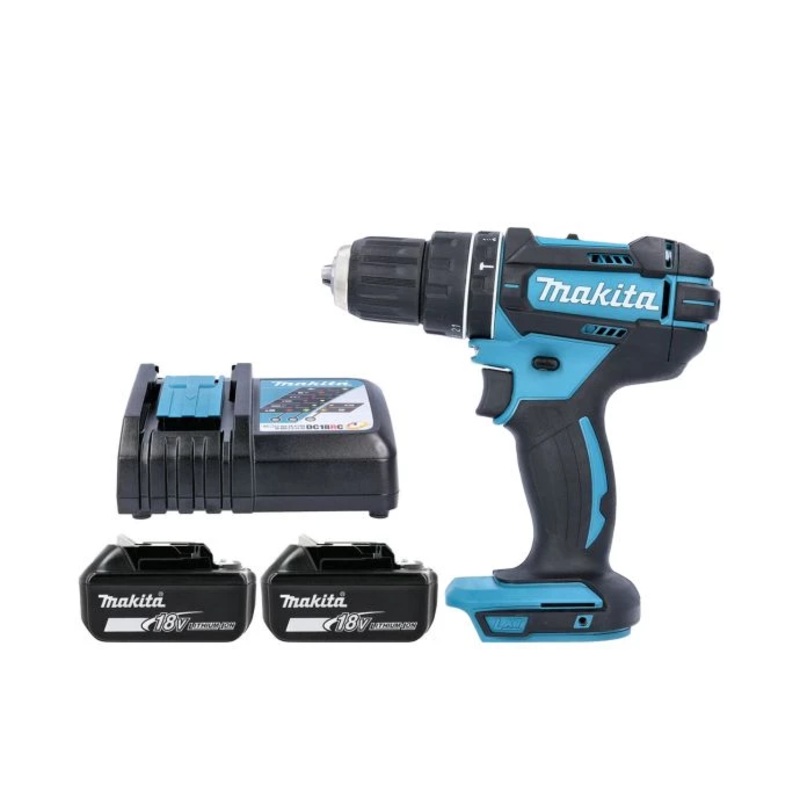 Makita Combi Drill DHP482Z 18V LXT Cordless 1/2″ 2-Speed Keyless Chuck Max 62Nm With 2 x 5.0Ah Batteries & Charger