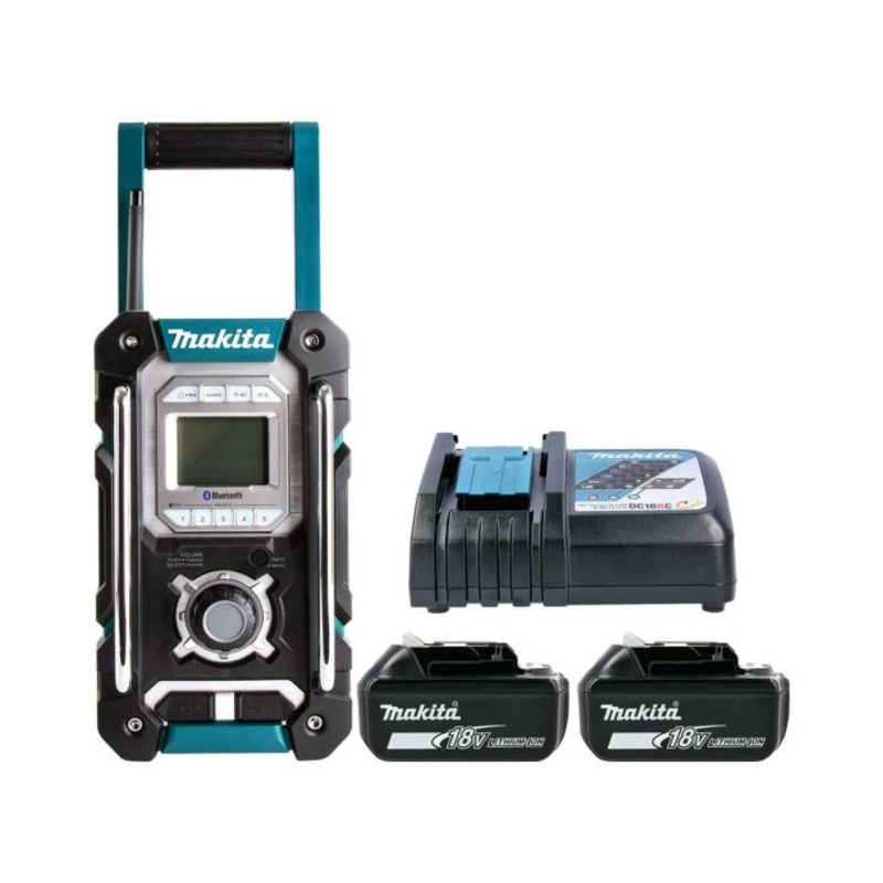 Makita Radio DMR106 7.2V/18V CXT/LXT Cordless/AC FM/AM Jobsite With Bluetooth, USB & AUX With 2 x 6.0Ah Batteries & Charger