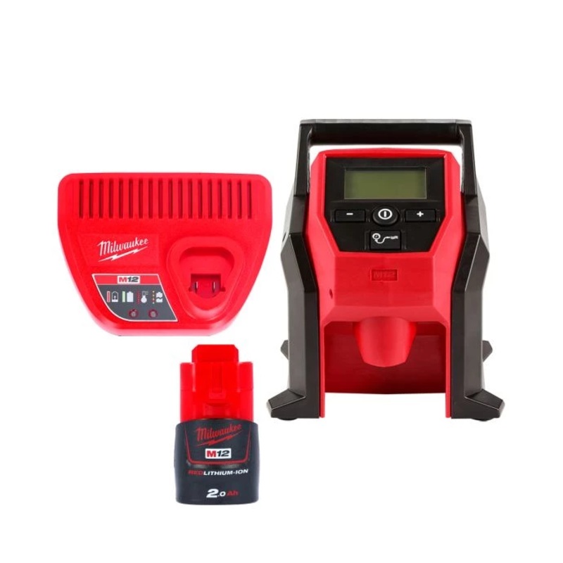 Milwaukee M12BI M12 12V Sub-Compact Inflator With 1 x 2.0Ah Battery & Charger