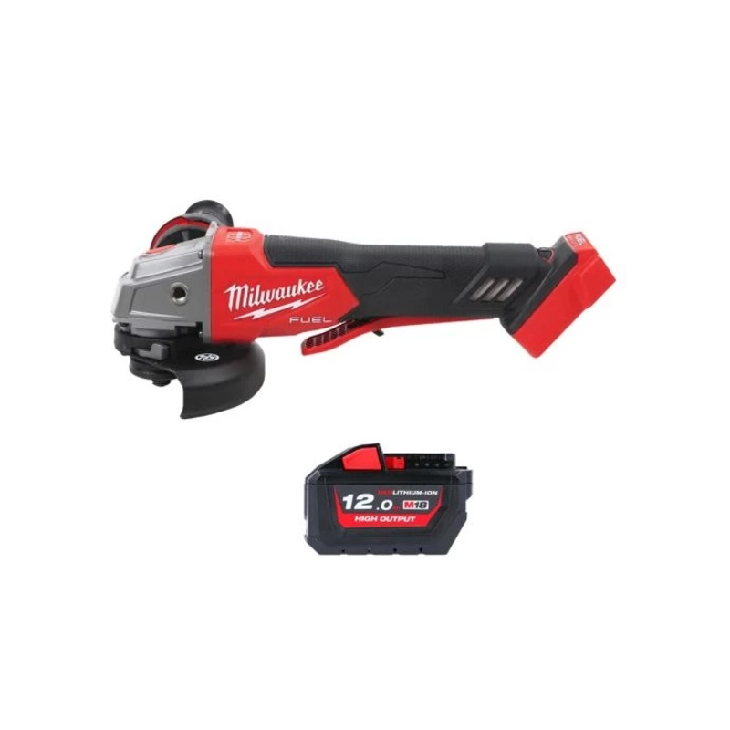 Milwaukee M18FSAGV115XPDB 18V Cordless Brushless 115mm FUEL Paddle Switch Angle Grinder With 1 x 12.0Ah Battery