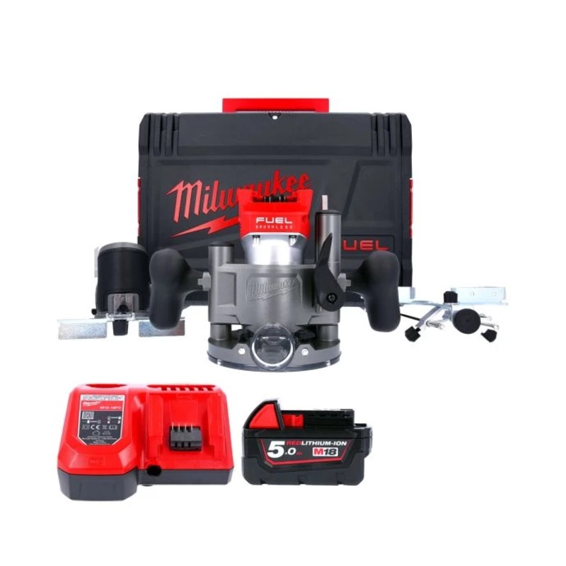 Milwaukee M18FTR 18V FUEL Brushless Trim Router With 1 x 5.0Ah Battery, Charger & Case