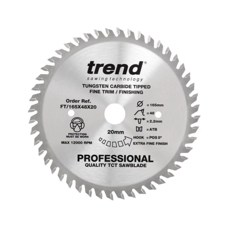 TREND Saw blade fine trim 165mm x 48 teeth x 20mm