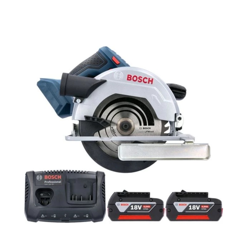 Bosch GKS 18 V-57 Cordless 165mm Circular Saw With 2 x 4.0Ah Batteries & Charger