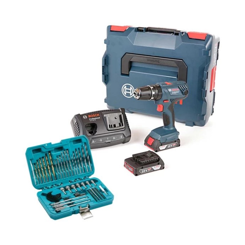 Bosch GSB18V-21 Combi Drill + P-90233 75Pc Power Drill Acc.