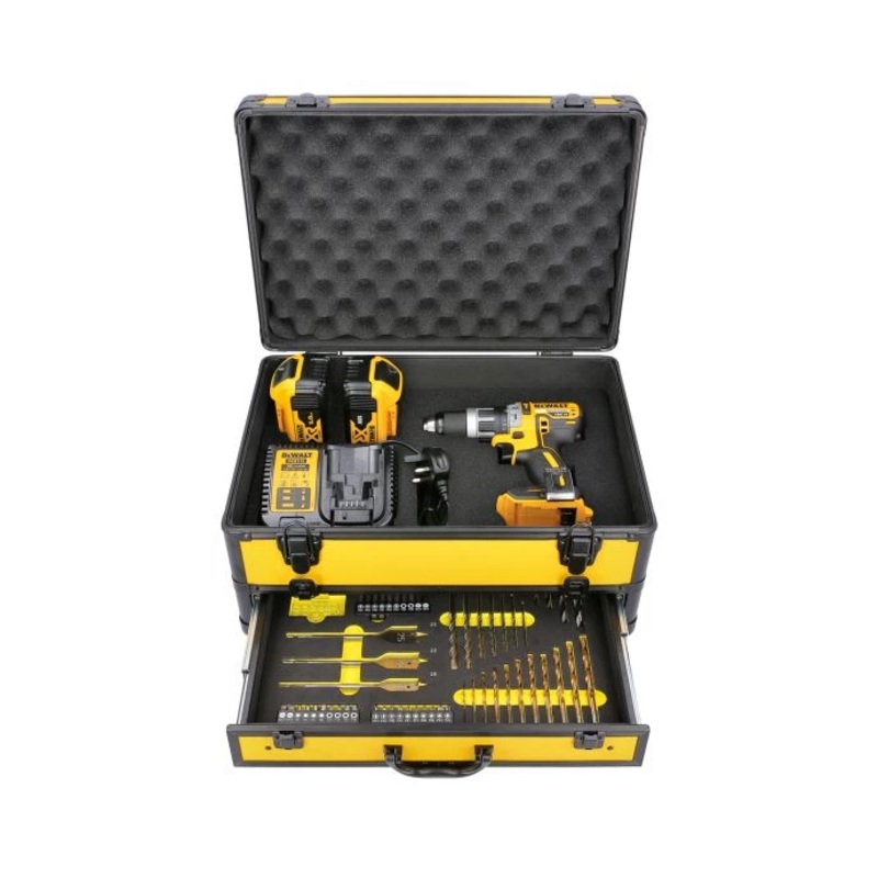 DeWalt DCD796 18V XR Brushless Combi Drill With 2 x 5.0Ah Batteries, Charger, 70pc Acc. In Case