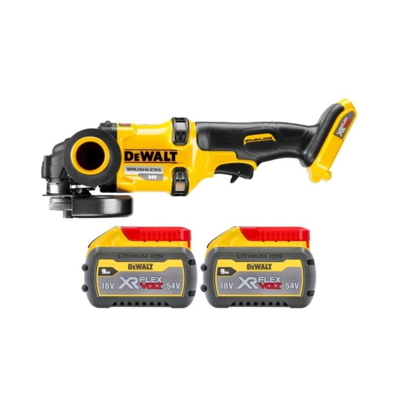DeWalt DCG418 54V XR Cordless Brushless FlexVolt 125mm Angle Grinder With 2 x 9.0Ah Batteries