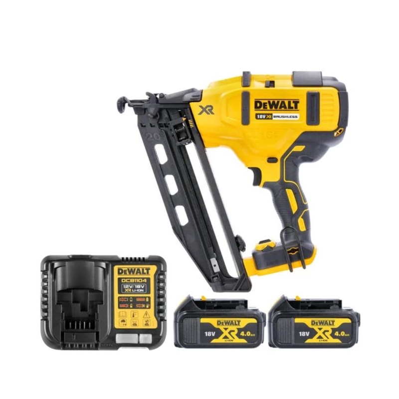 DeWalt DCN660 18V XR Cordless Brushless 60mm Second Fix Finishing Nailer With 2 x 4.0Ah Batteries & Charger