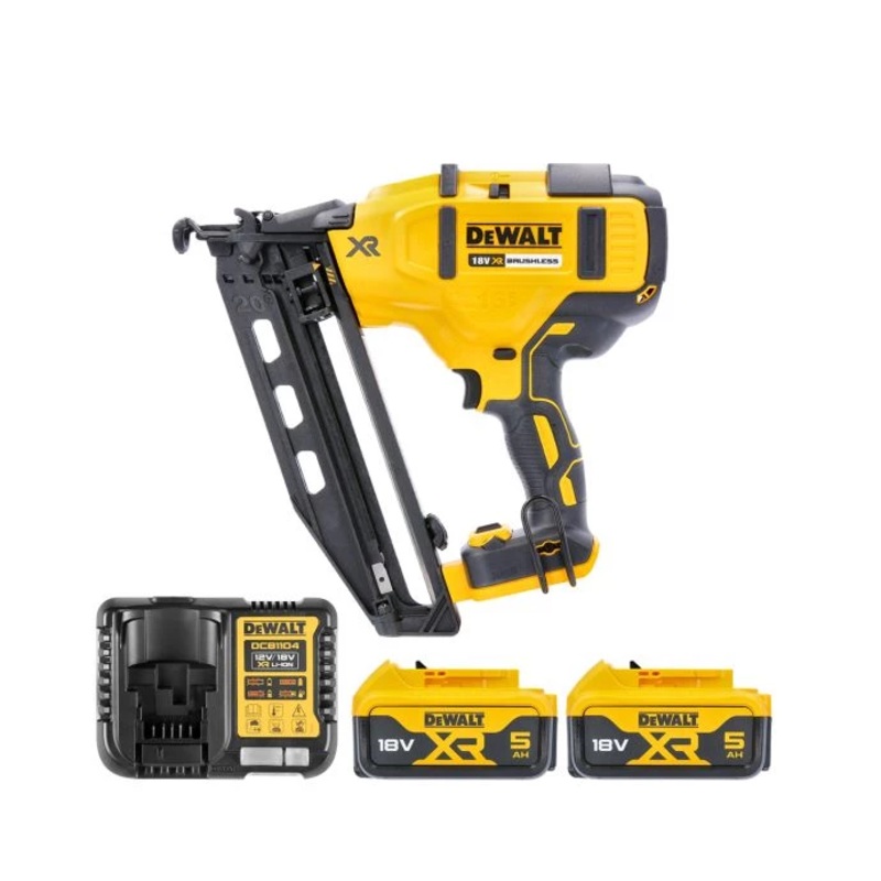 DeWalt DCN660 18V XR Cordless Brushless 60mm Second Fix Finishing Nailer With 2 x 5.0Ah Batteries & Charger