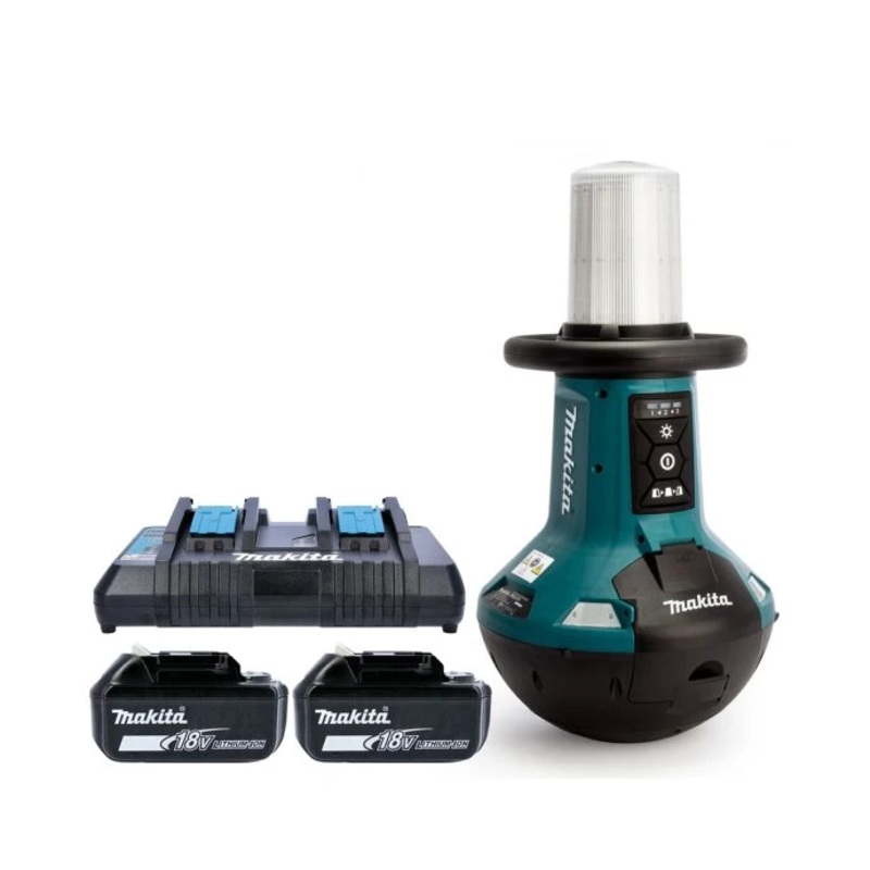 Makita Area Worklight DML810/2 14.4V/18V LXT Cordless/AC For Connecting Multiple Units Together 240V 5500 Lumen With 2 x 6.0Ah Batteries, Charger & Case
