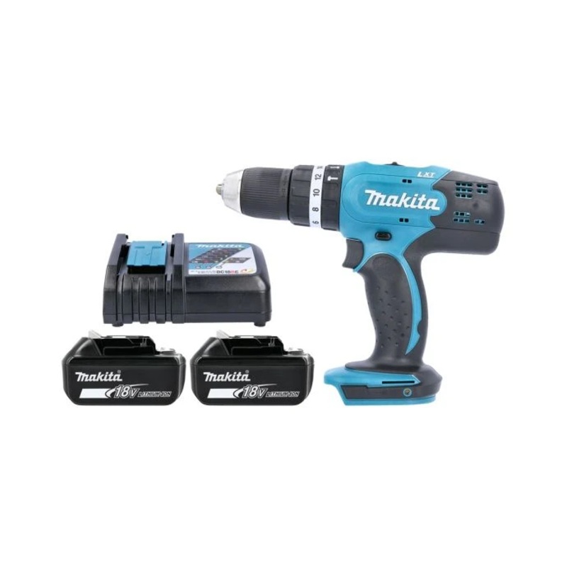 Makita DHP453Z 18V LXT Cordless 1/2″ 2-Speed Keyless chuck Max 42Nm Combi Drill With 2 x 5.0Ah Batteries & Charger