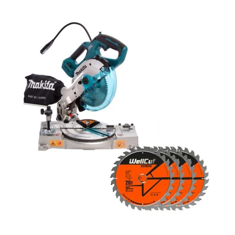 Makita DLS600 18V Mitre Saw + 28T Extreme Blade Pack of 4